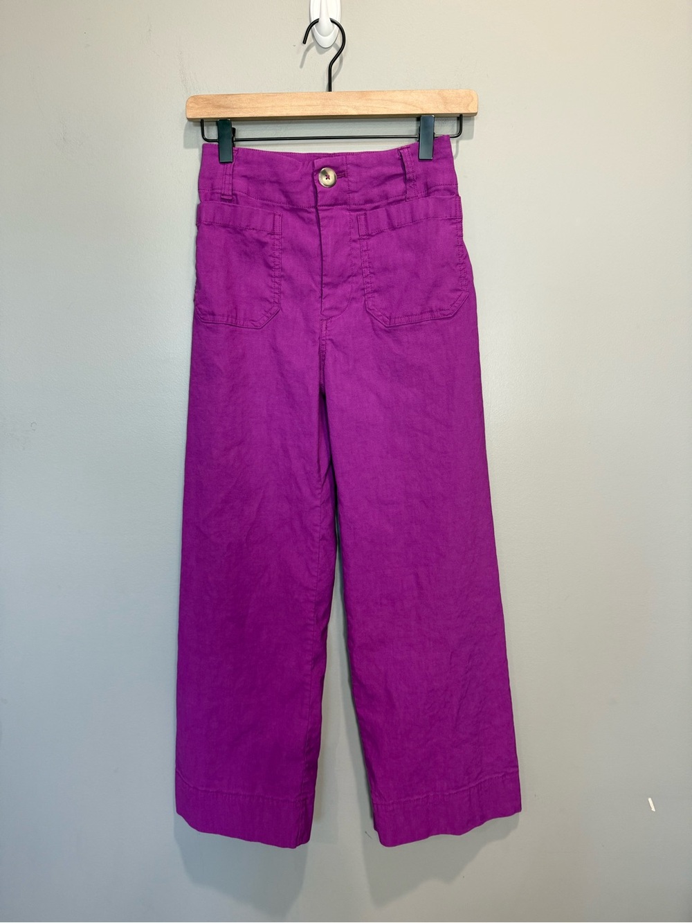 Maeve Anthropologie Colette Cropped Wide Leg Pants Purple Size 23